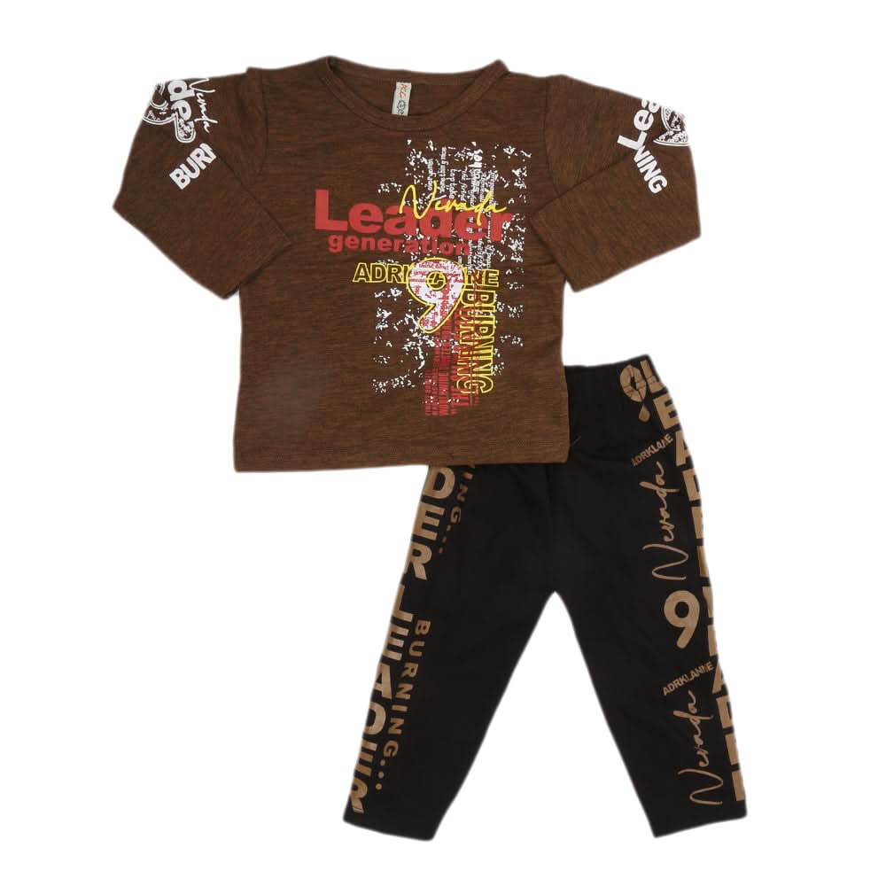 Boys 2 Pcs Suit Full Sleeves - Brown, Kids, Boys Sets And Suits, Chase Value, Chase Value