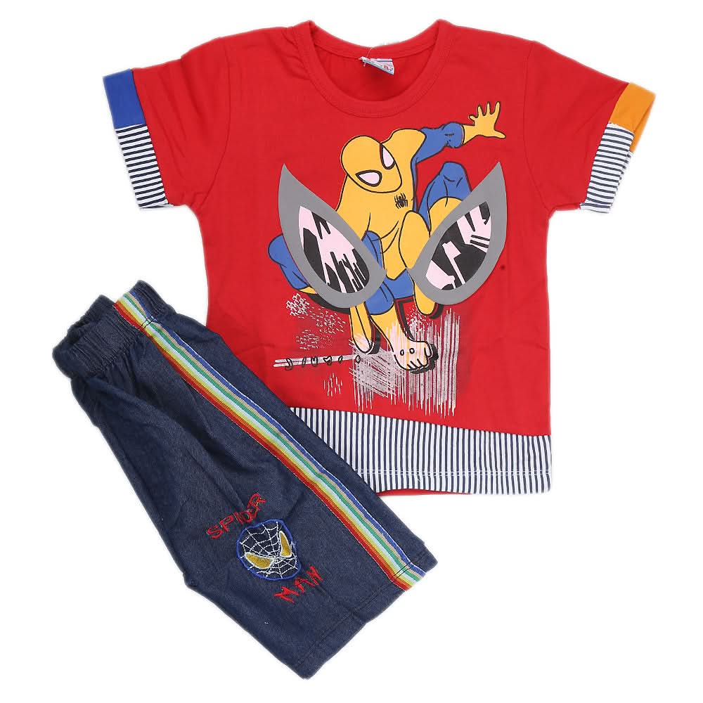 Boys Half Sleeves Suit - Red, Kids, Boys Sets And Suits, Chase Value, Chase Value