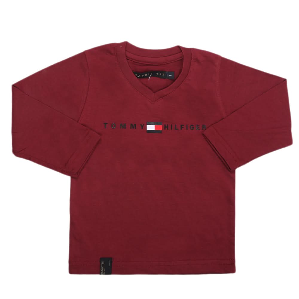 Boys Full Sleeves T-Shirt - Maroon, Kids, Boys T-Shirts, Chase Value, Chase Value