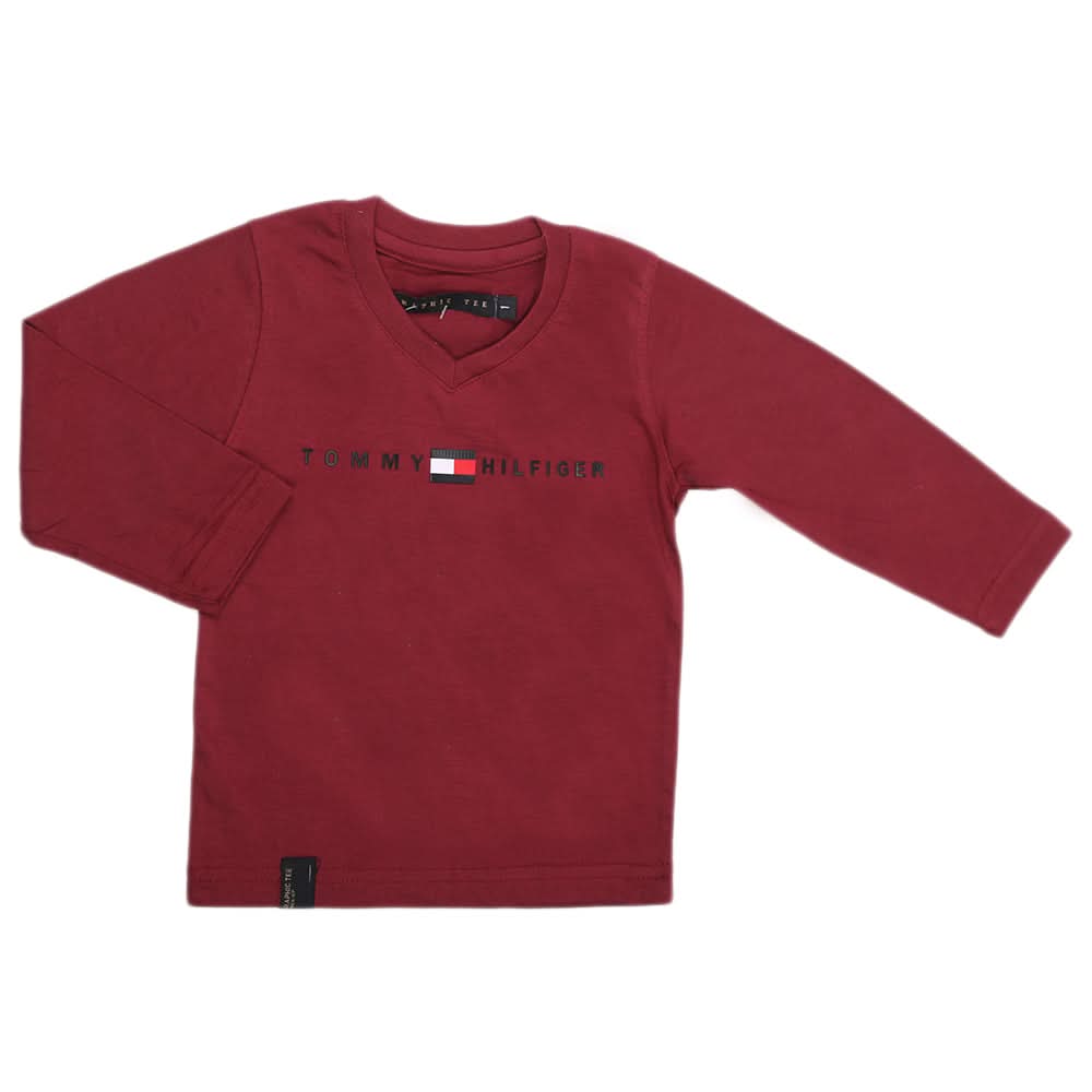 Boys Full Sleeves T-Shirt - Maroon, Kids, Boys T-Shirts, Chase Value, Chase Value