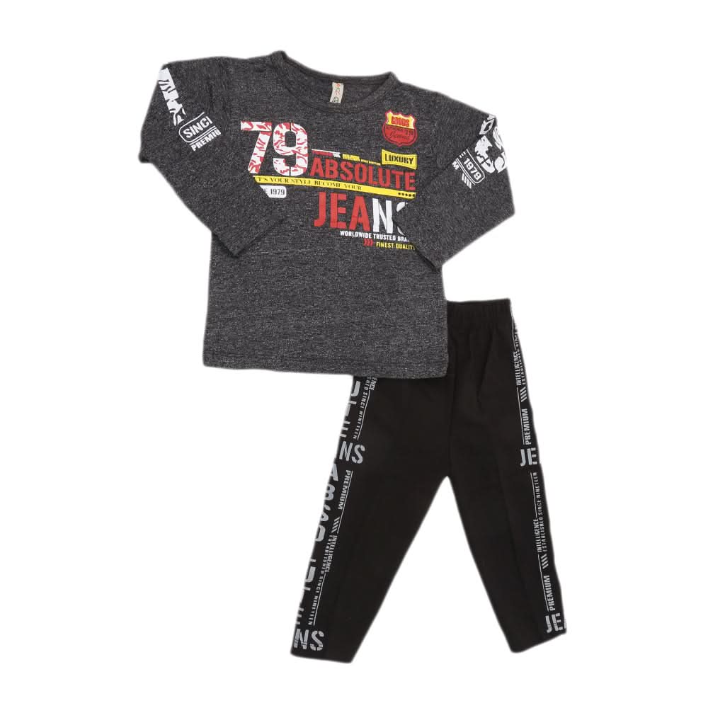 Boys 2 Pcs Suit Full Sleeves - Dark Grey, Kids, Boys Sets And Suits, Chase Value, Chase Value