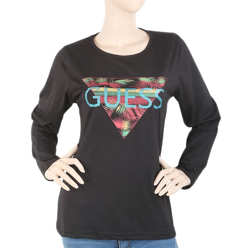 Women's Full Sleeves T-Shirt - Black, Women, T-Shirts And Tops, Chase Value, Chase Value