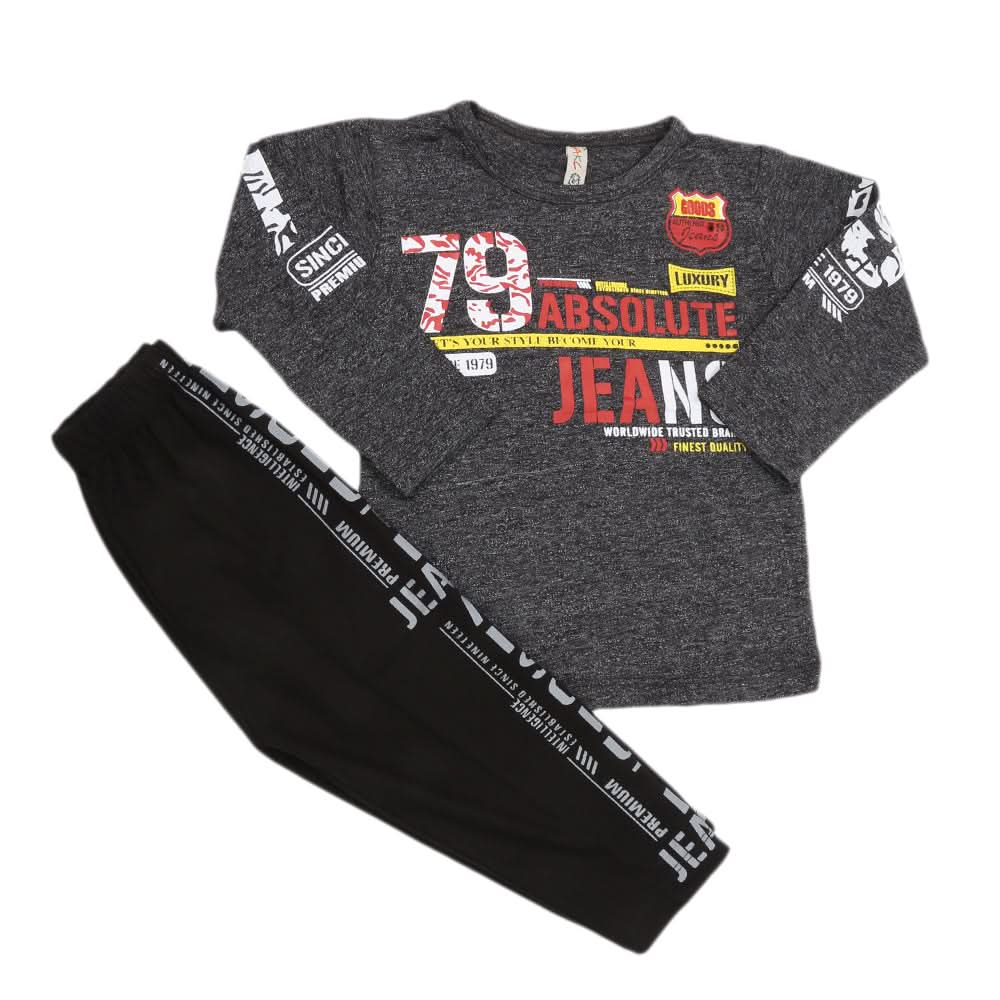 Boys 2 Pcs Suit Full Sleeves - Dark Grey, Kids, Boys Sets And Suits, Chase Value, Chase Value