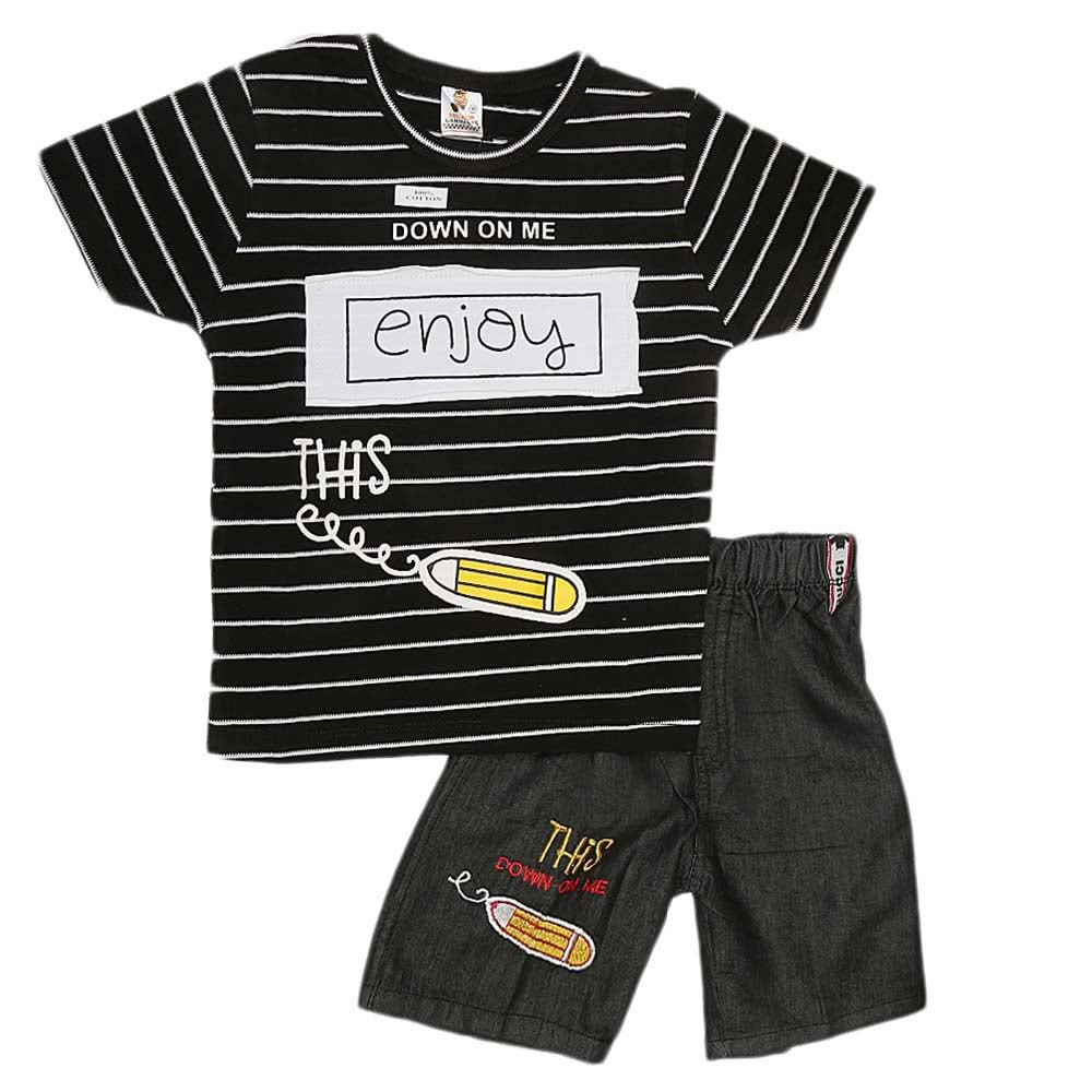 Boys Half Sleeves Suit (2203) - Black, Kids, Boys Sets And Suits, Chase Value, Chase Value