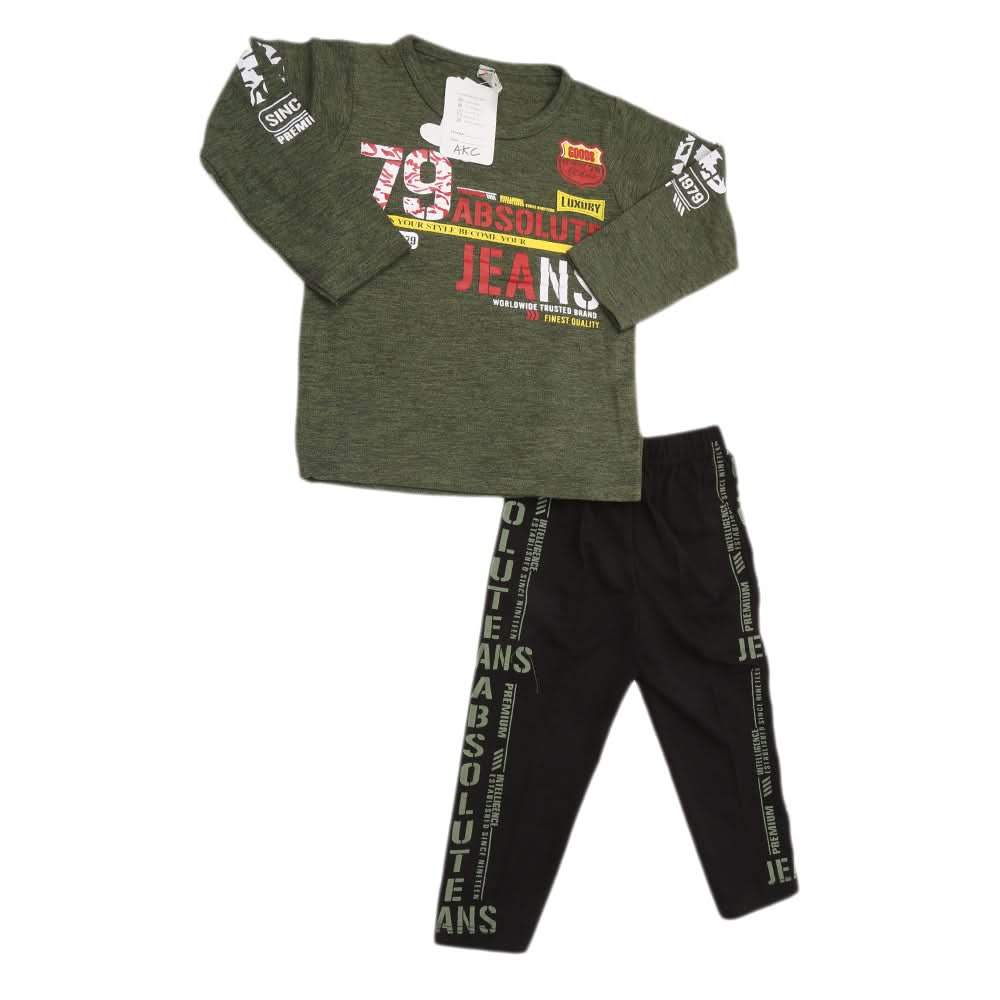 Boys 2 Pcs Suit Full Sleeves - Olive Green, Kids, Boys Sets And Suits, Chase Value, Chase Value