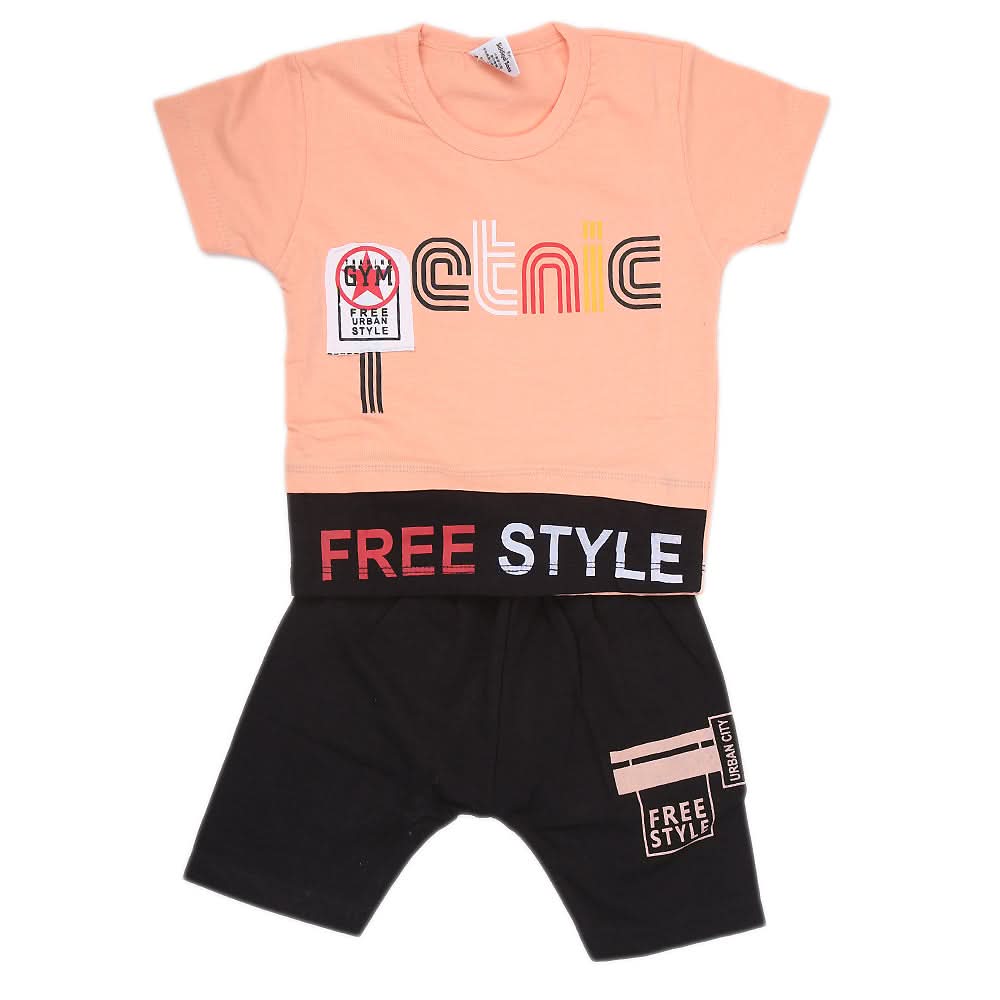 Boys Half Sleeves Suit - Peach, Kids, Boys Sets And Suits, Chase Value, Chase Value