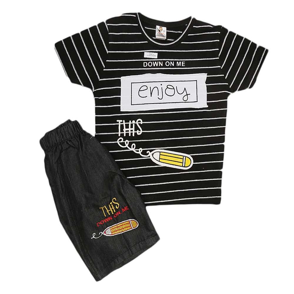 Boys Half Sleeves Suit (2203) - Black, Kids, Boys Sets And Suits, Chase Value, Chase Value