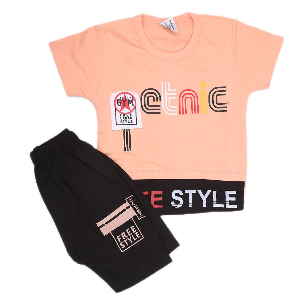Boys Half Sleeves Suit - Peach, Kids, Boys Sets And Suits, Chase Value, Chase Value