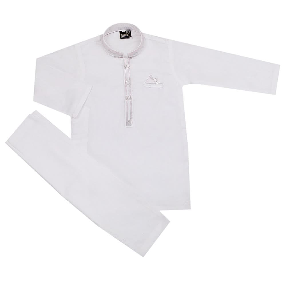 Boys Embroidered Shalwar Suit - White, Boys Shalwar Kameez, Chase Value, Chase Value