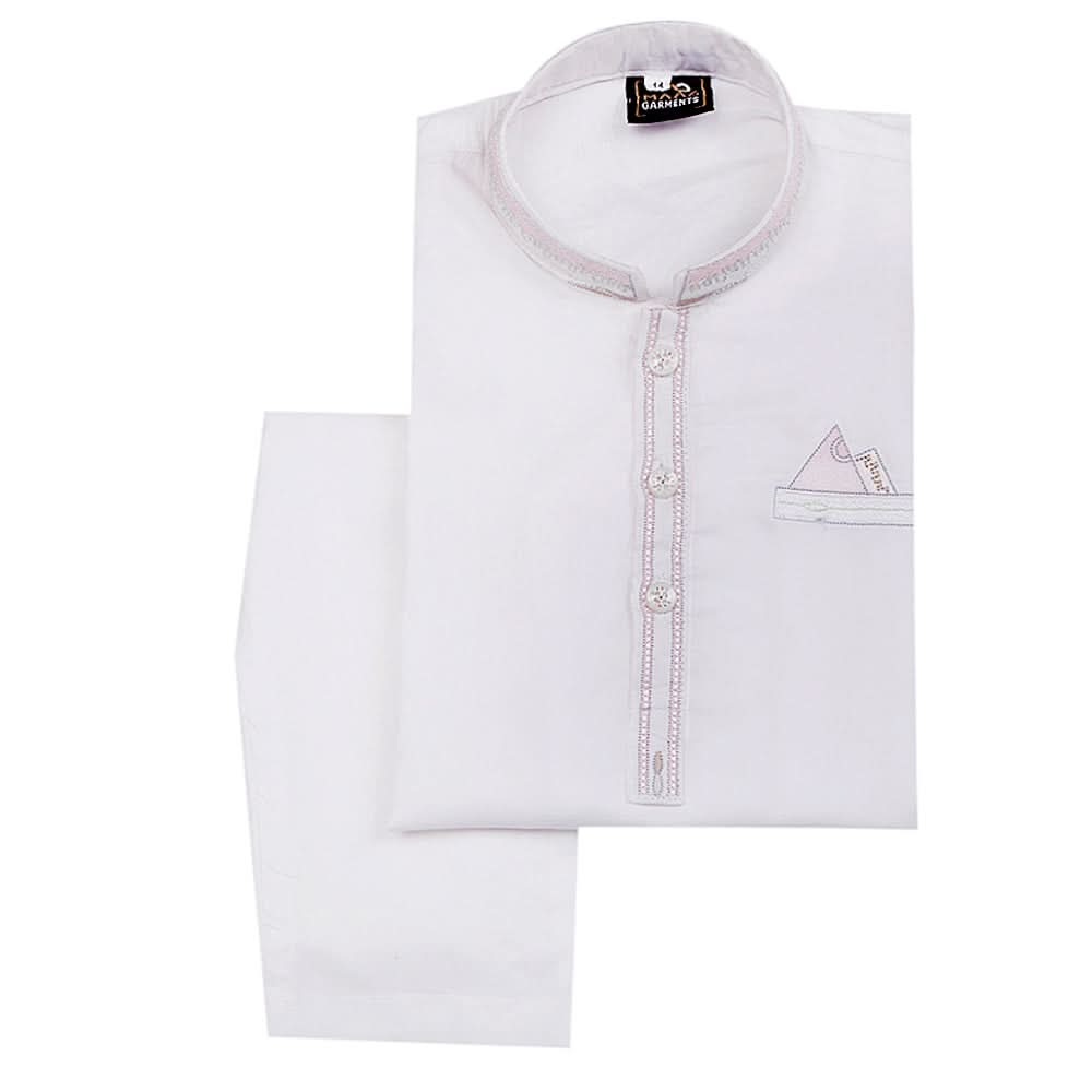 Boys Embroidered Shalwar Suit - White, Boys Shalwar Kameez, Chase Value, Chase Value