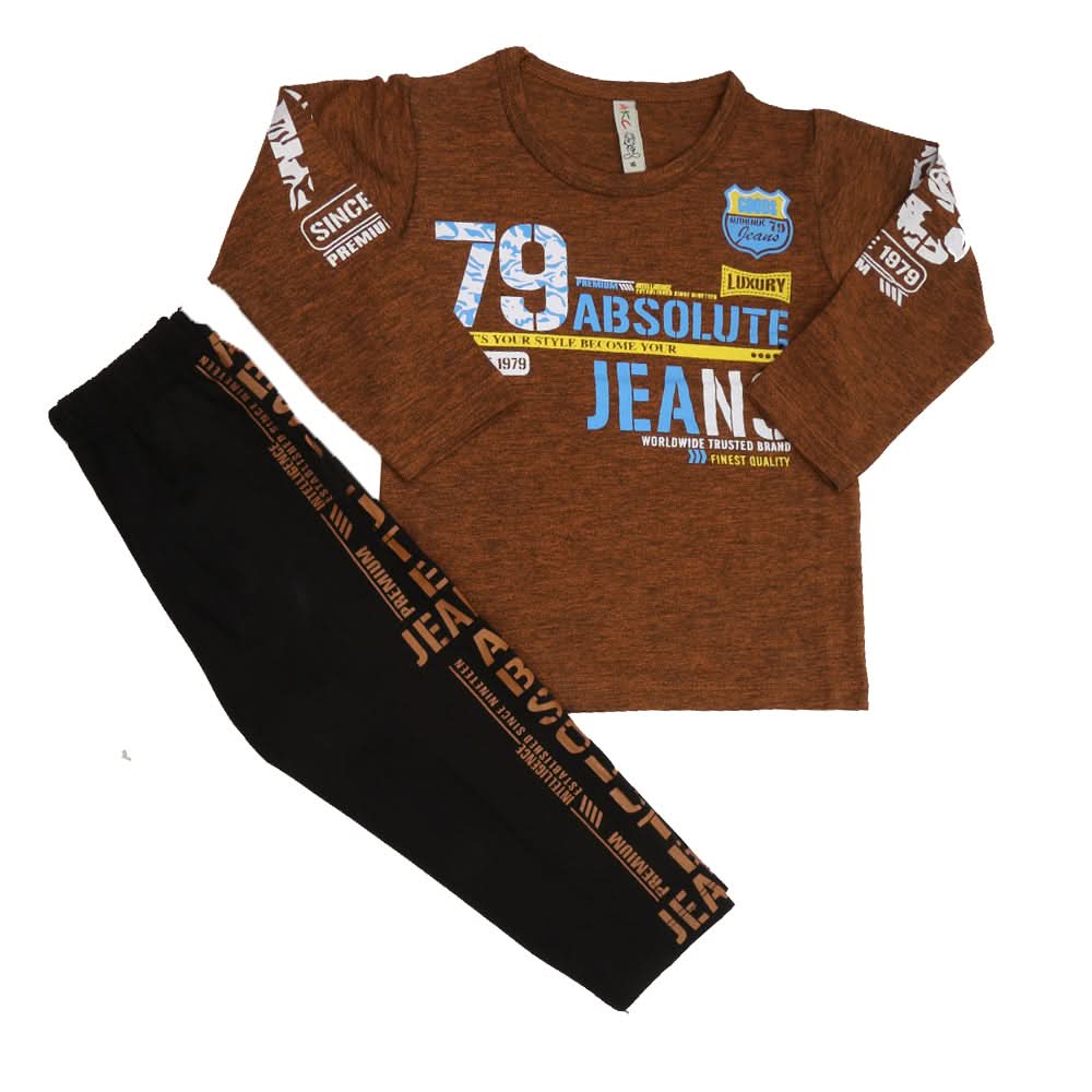 Boys 2 Pcs Suit Full Sleeves - Brown, Kids, Boys Sets And Suits, Chase Value, Chase Value