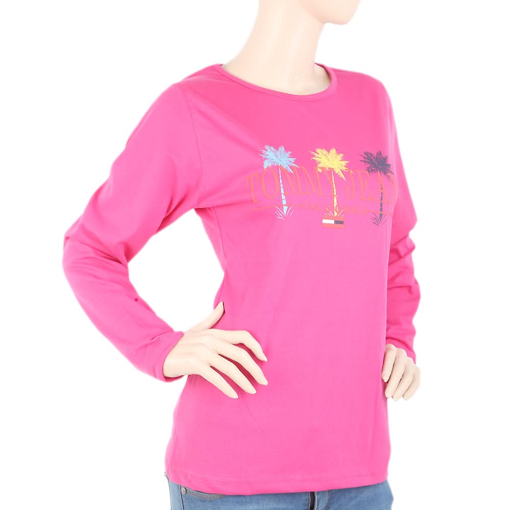 Women's Full Sleeves T-Shirt - Pink, Women, T-Shirts And Tops, Chase Value, Chase Value