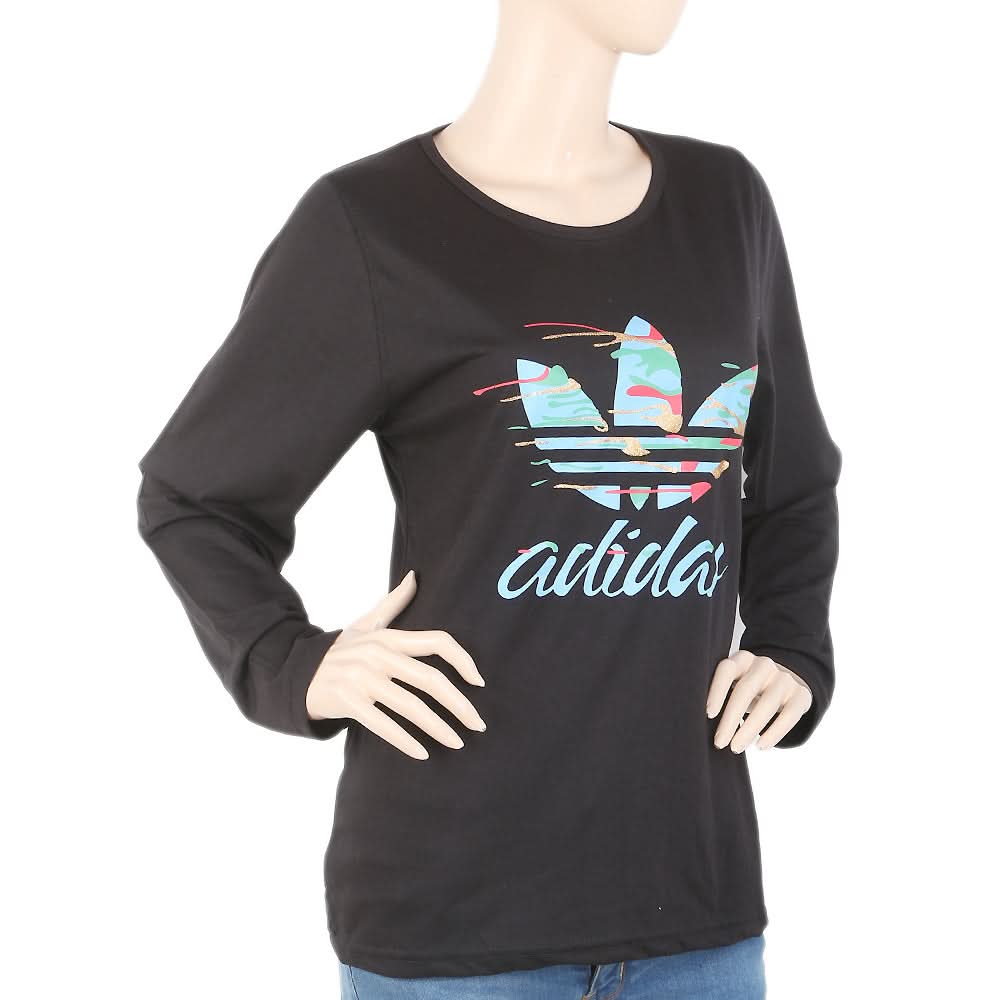 Women's Full Sleeves T-Shirt - Black, Women, T-Shirts And Tops, Chase Value, Chase Value