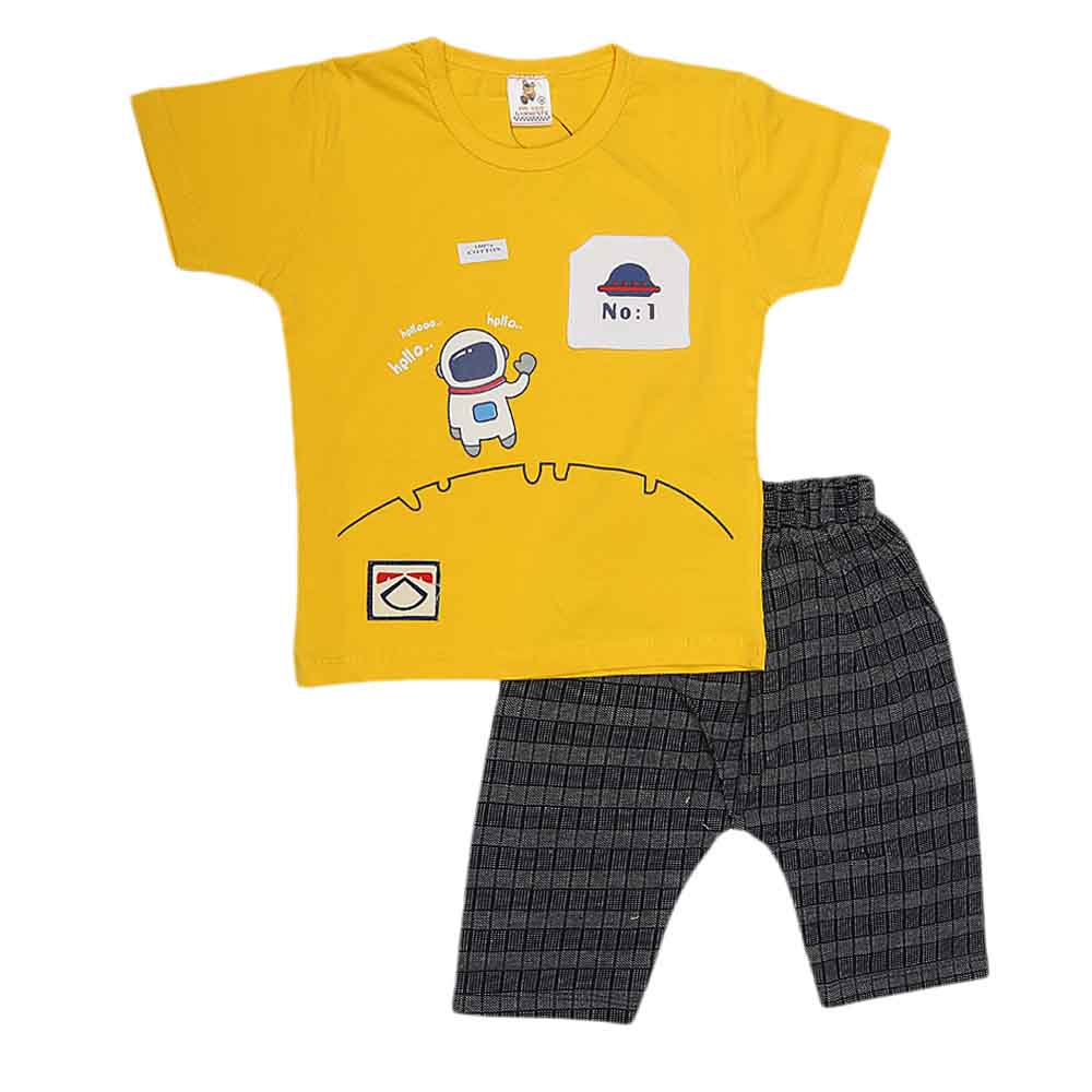 Boys Half Sleeves Suit (2362) - Yellow, Kids, Boys Sets And Suits, Chase Value, Chase Value