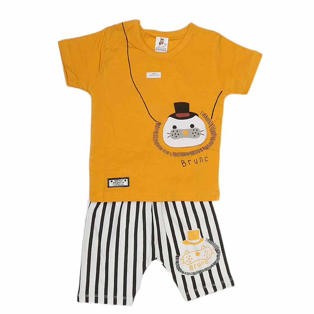 Boys Half Sleeves Suit (2338) - Mustard, Kids, Boys Sets And Suits, Chase Value, Chase Value