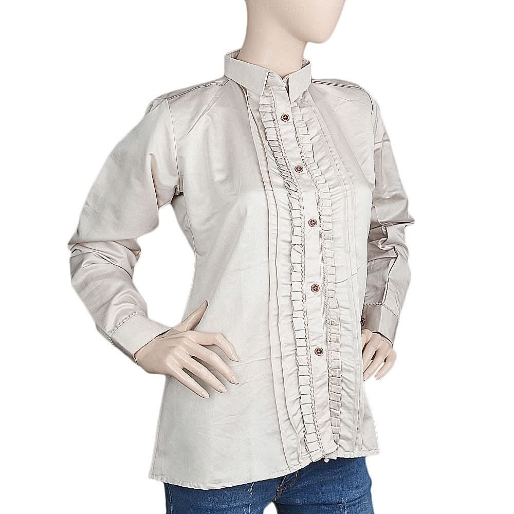 Women's Full Sleeves Casual Shirt - Beige, Women, T-Shirts And Tops, Chase Value, Chase Value