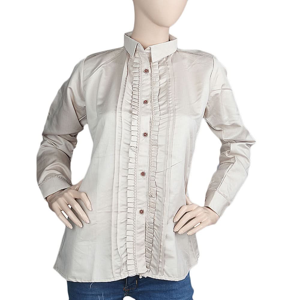 Women's Full Sleeves Casual Shirt - Beige, Women, T-Shirts And Tops, Chase Value, Chase Value