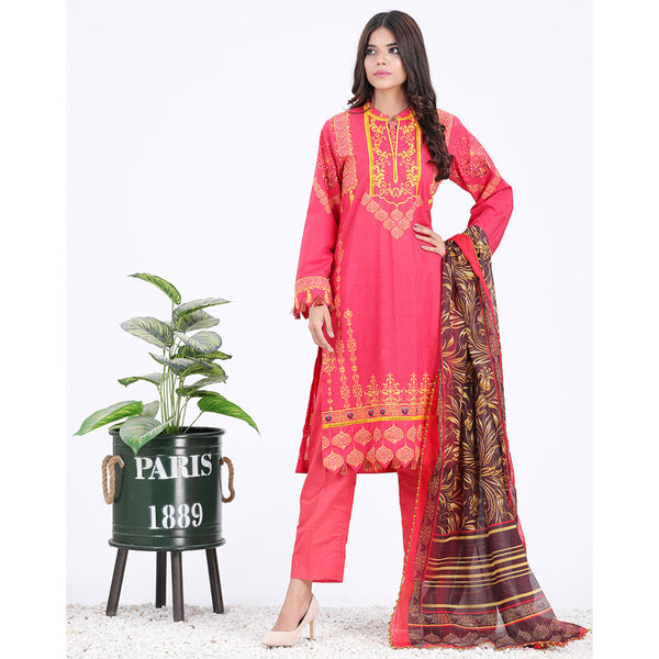 Eminent Cambric Digital Embroidered 3 Pcs Unstitched Suit With Silk Dupatta - 9, Women, 3Pcs Shalwar Suit, Eminent, Chase Value