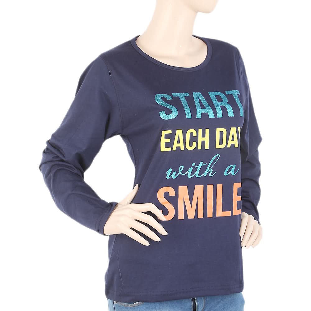 Women's Full Sleeves T-Shirt - Navy Blue, Women, T-Shirts And Tops, Chase Value, Chase Value