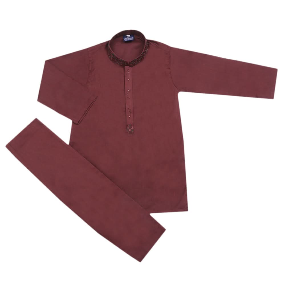 Boys Embroidered Shalwar Suit - Dark Brown, Boys Shalwar Kameez, Chase Value, Chase Value