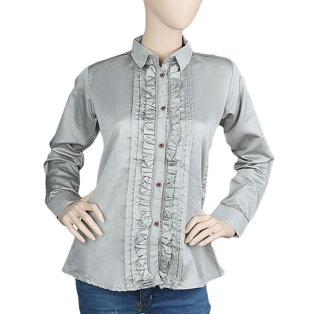 Women's Full Sleeves Casual Shirt - Light Grey, Women, T-Shirts And Tops, Chase Value, Chase Value