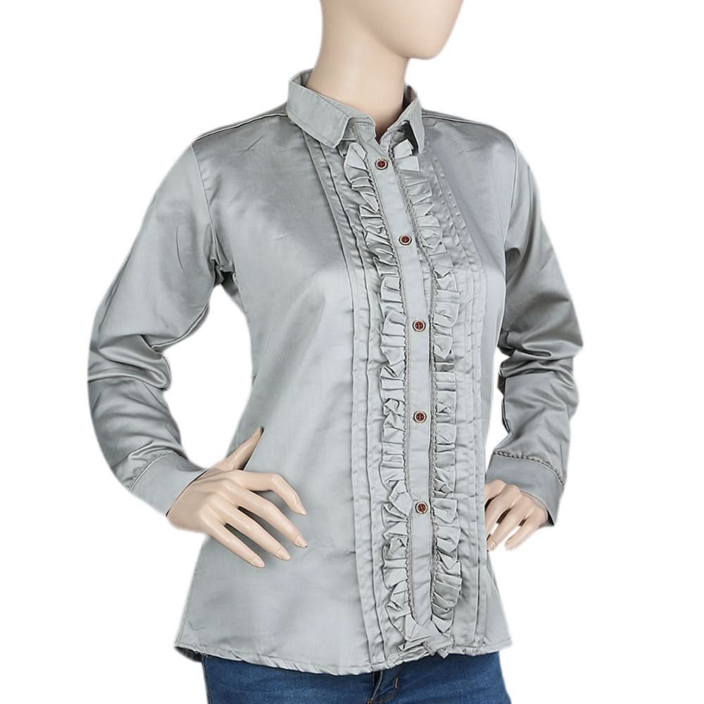 Women's Full Sleeves Casual Shirt - Light Grey, Women, T-Shirts And Tops, Chase Value, Chase Value