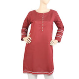 Women's Chambray Kurti With Front Button - Maroon, Women Ready Kurtis, Chase Value, Chase Value
