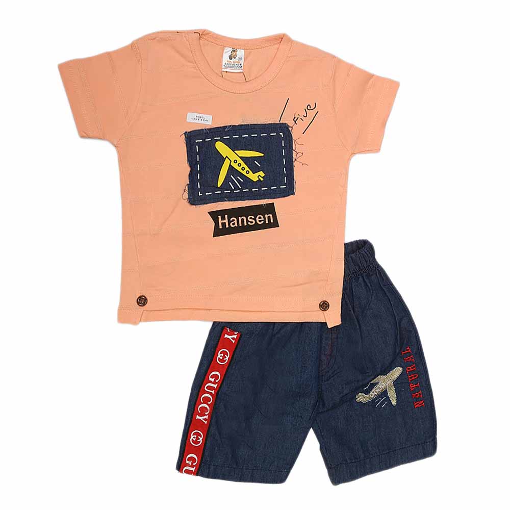Boys Half Sleeves Suit (2339) - Peach, Kids, Boys Sets And Suits, Chase Value, Chase Value