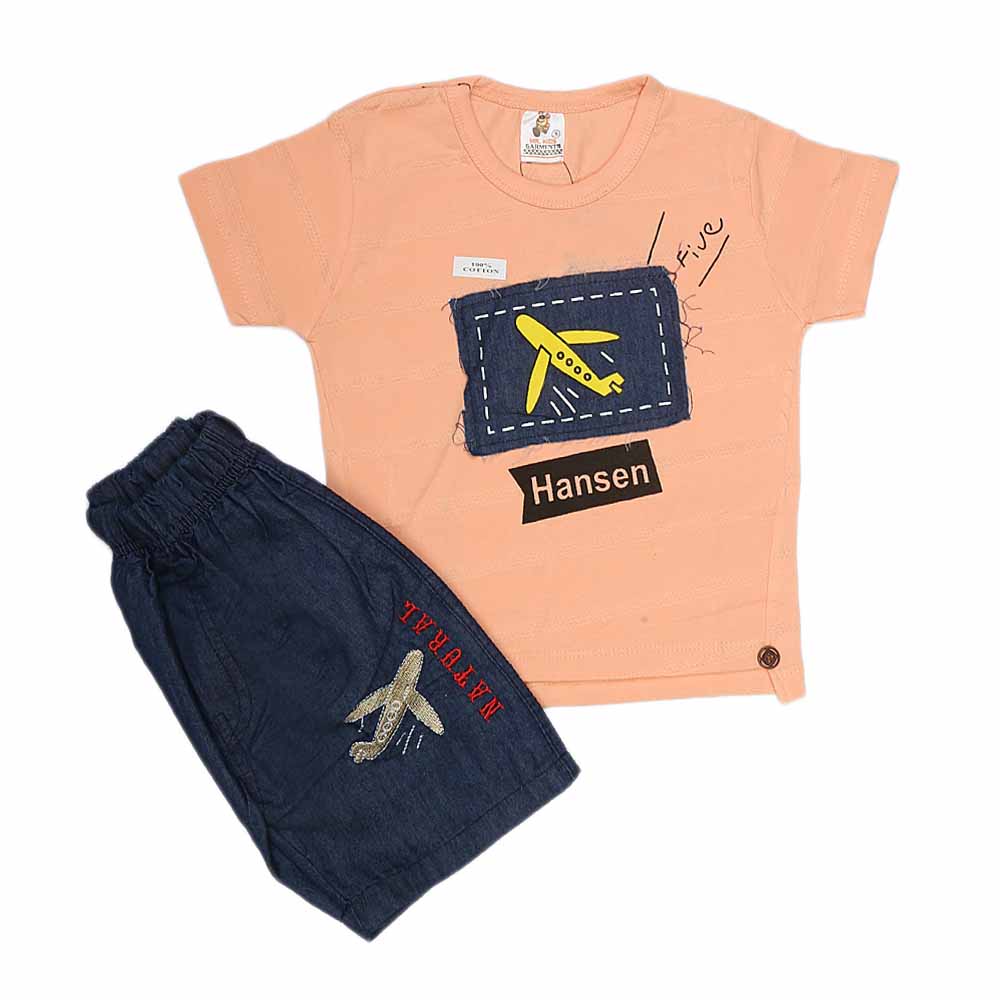 Boys Half Sleeves Suit (2339) - Peach, Kids, Boys Sets And Suits, Chase Value, Chase Value