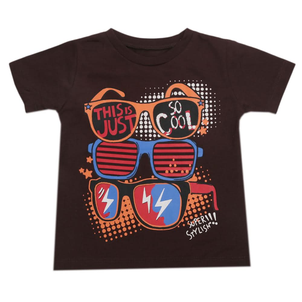 Boys Half Sleeves T-Shirt - Dark Brown, Boys T-Shirts, Chase Value, Chase Value