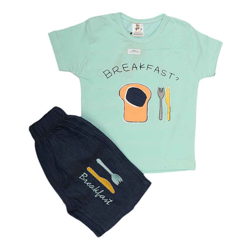 Boys Half Sleeves Suit (2324) - Cyan, Kids, Boys Sets And Suits, Chase Value, Chase Value