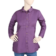 Women's Full Sleeves Casual Shirt - Purple, Women, T-Shirts And Tops, Chase Value, Chase Value