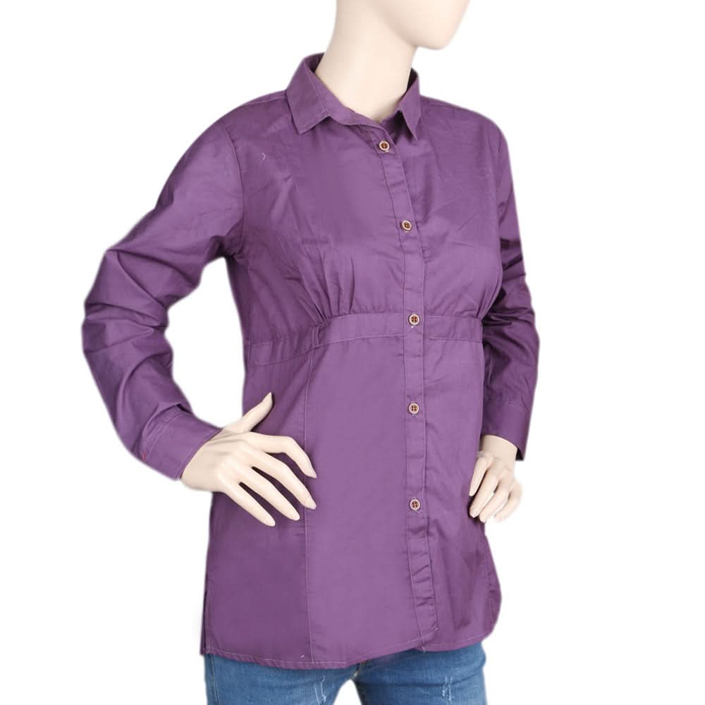Women's Full Sleeves Casual Shirt - Purple, Women, T-Shirts And Tops, Chase Value, Chase Value