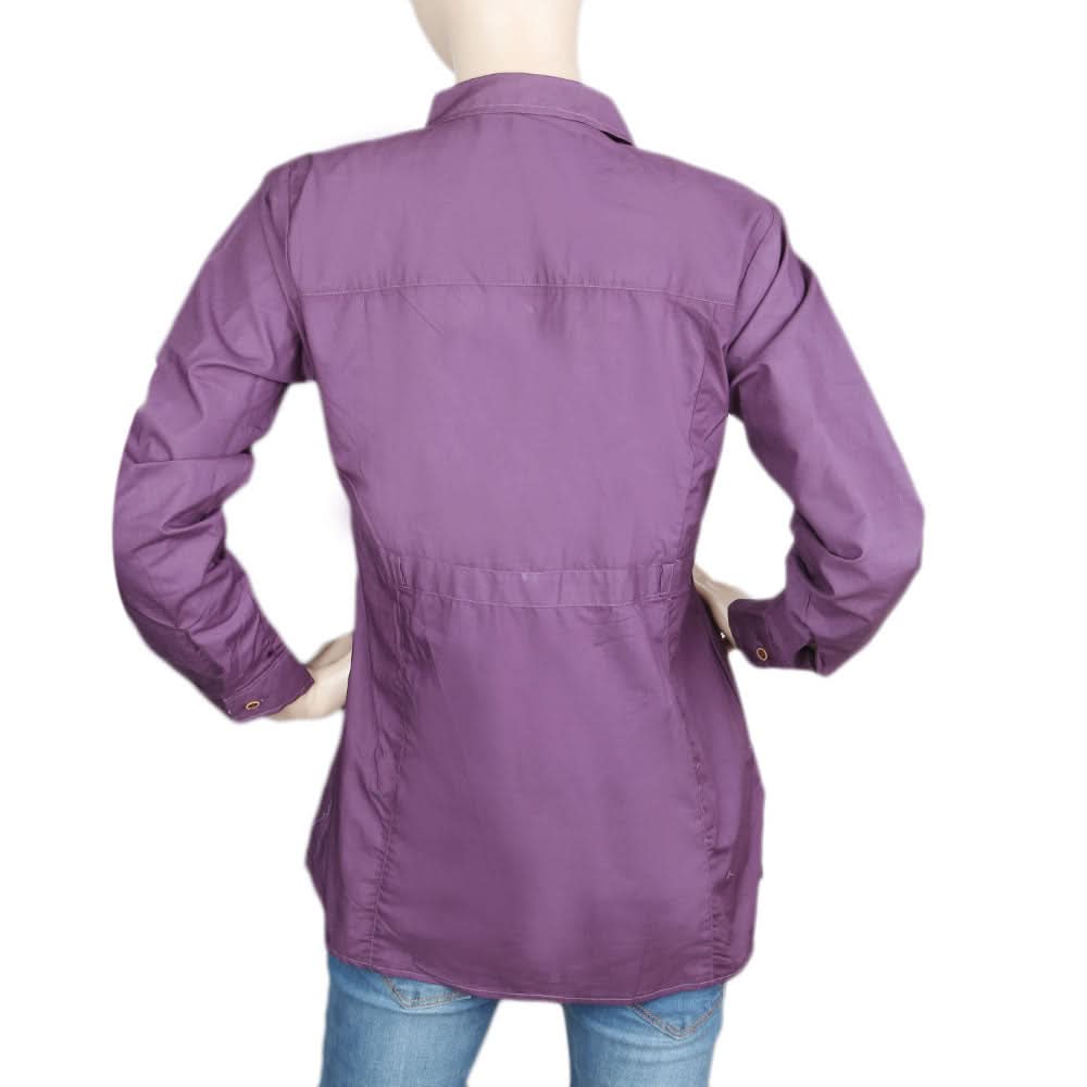 Women's Full Sleeves Casual Shirt - Purple, Women, T-Shirts And Tops, Chase Value, Chase Value
