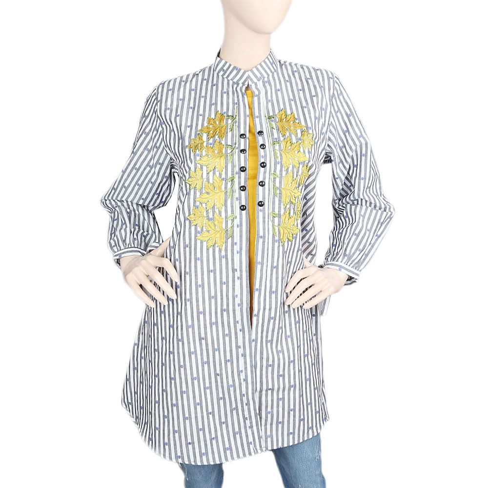 Women's Embroidered Long Kurti - Yellow, Women's Fashion, Chase Value, Chase Value