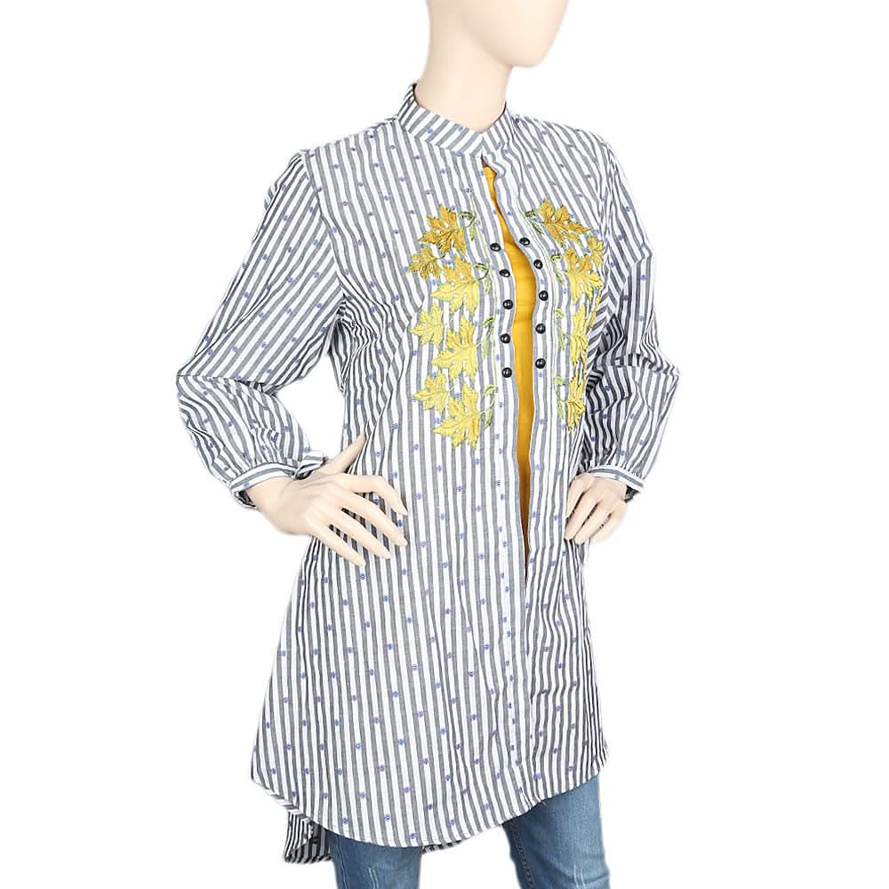 Women's Embroidered Long Kurti - Yellow, Women's Fashion, Chase Value, Chase Value