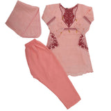 Girls 3 Pcs Embroidery Shalwar Suit - Pink, Kids, Girls Shalwar Kameez, Chase Value, Chase Value