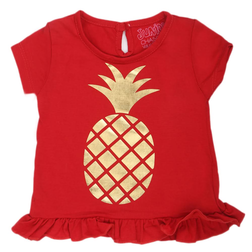 Newborn Girls Pineapple T-Shirt - Red, Kids, NB Girls T-Shirts, Chase Value, Chase Value