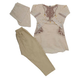 Girls 3Pcs Embroidered Shalwar Suit - Fawn, Kids, Girls Shalwar Kameez, Chase Value, Chase Value