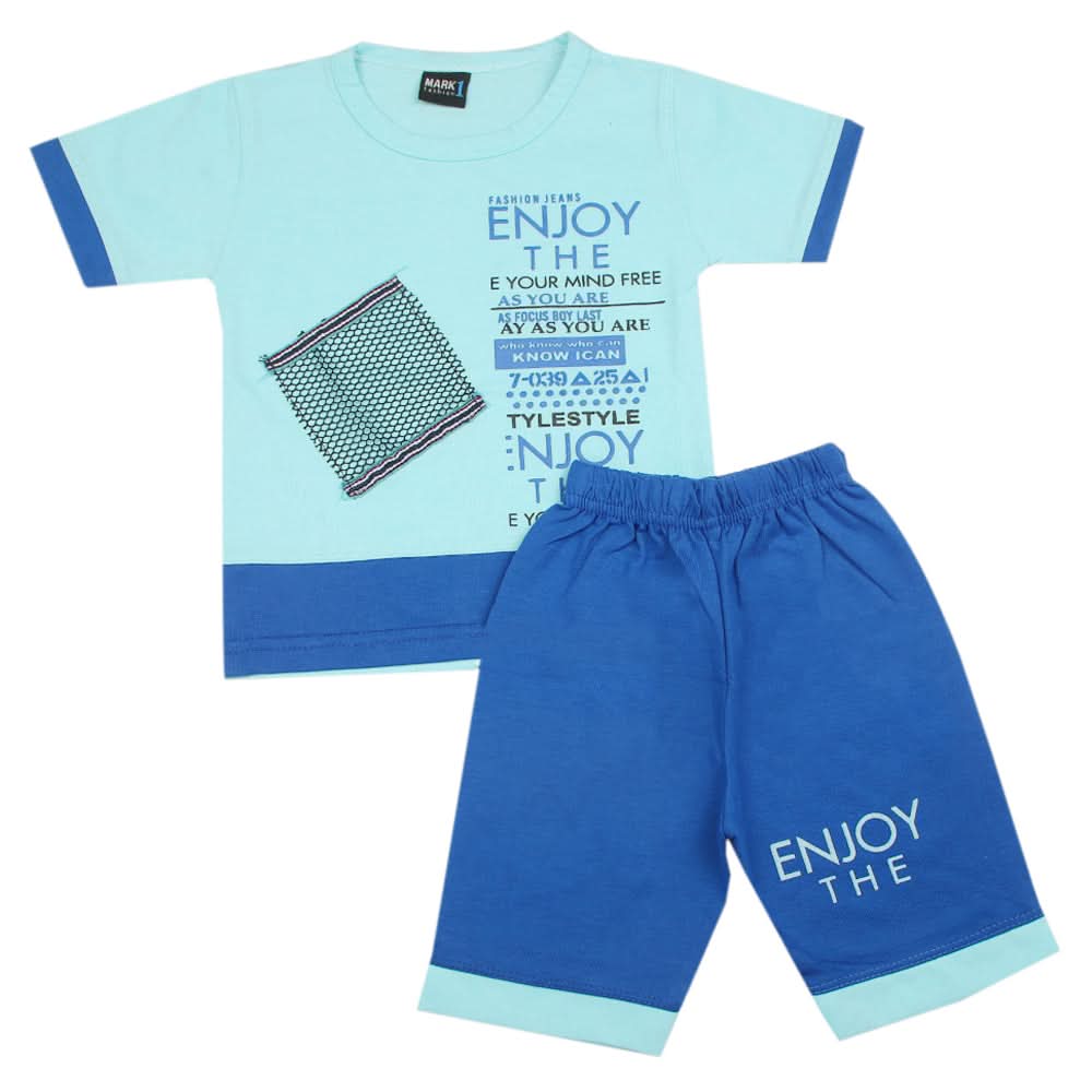 Boys Short Suit - Blue, Kids, Boys Sets And Suits, Chase Value, Chase Value