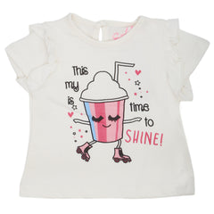 Newborn Girls Time To Shine T-Shirt - White, Kids, NB Girls T-Shirts, Chase Value, Chase Value