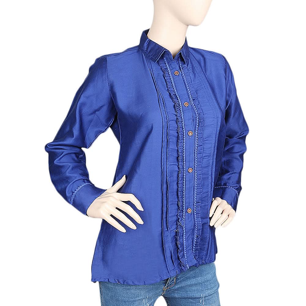 Women's Full Sleeves Casual Shirt - Royal Blue, Women, T-Shirts And Tops, Chase Value, Chase Value