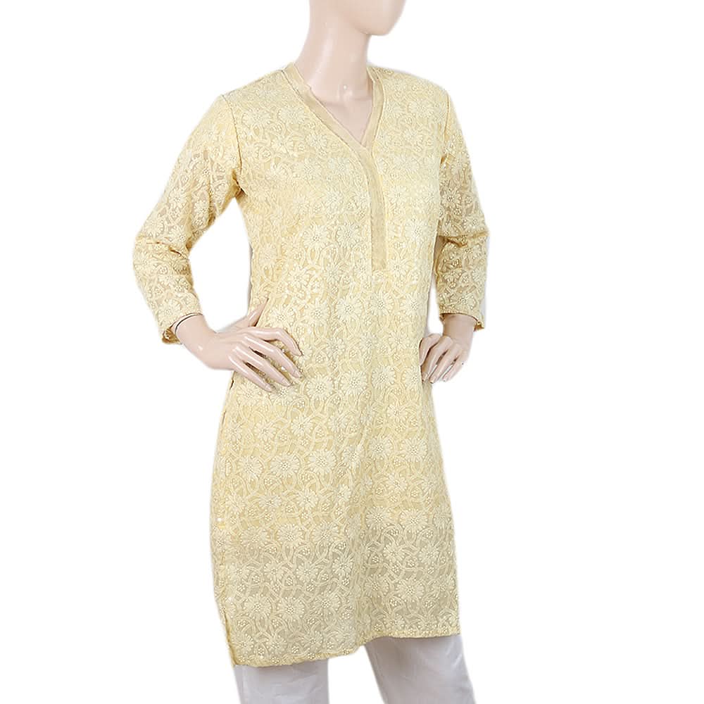 Women Fancy Chiffon Kurti - Yellow, Women, Ready Kurtis, Chase Value, Chase Value