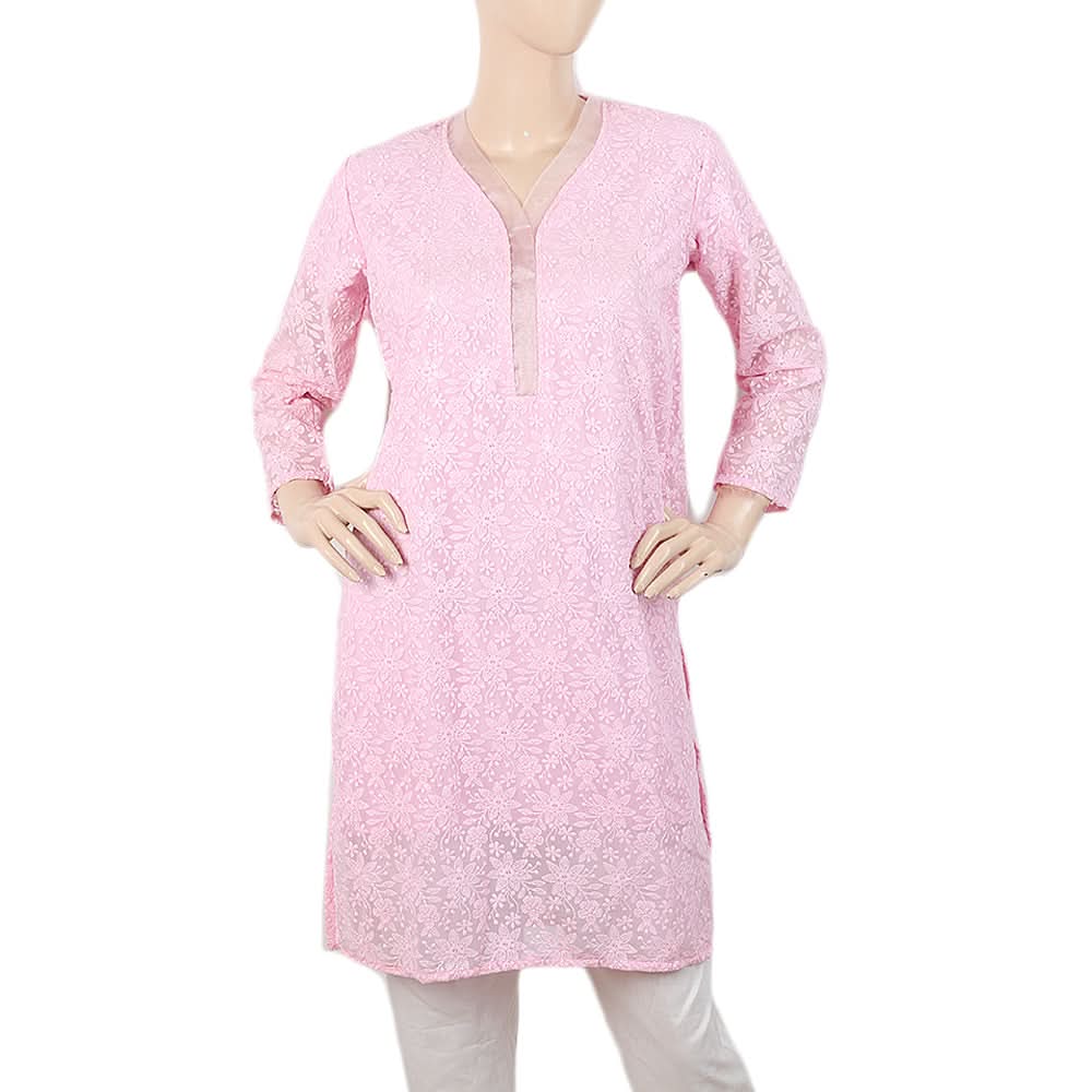 Women Fancy Chiffon Kurti - Pink, Women, Ready Kurtis, Chase Value, Chase Value