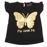 Newborn Girls Butterfly T-Shirt - Black, Kids, NB Girls T-Shirts, Chase Value, Chase Value