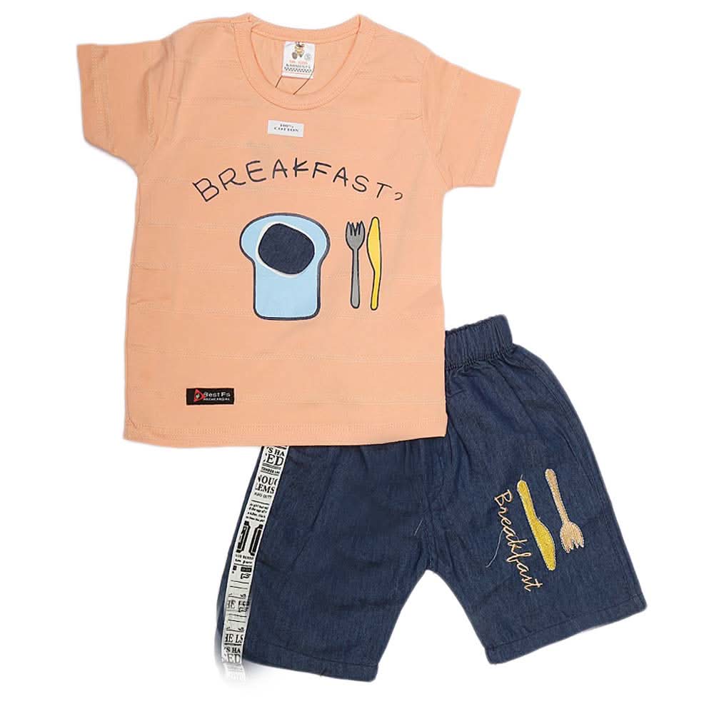 Boys Half Sleeves Suit (2324) - Peach, Kids, Boys Sets And Suits, Chase Value, Chase Value