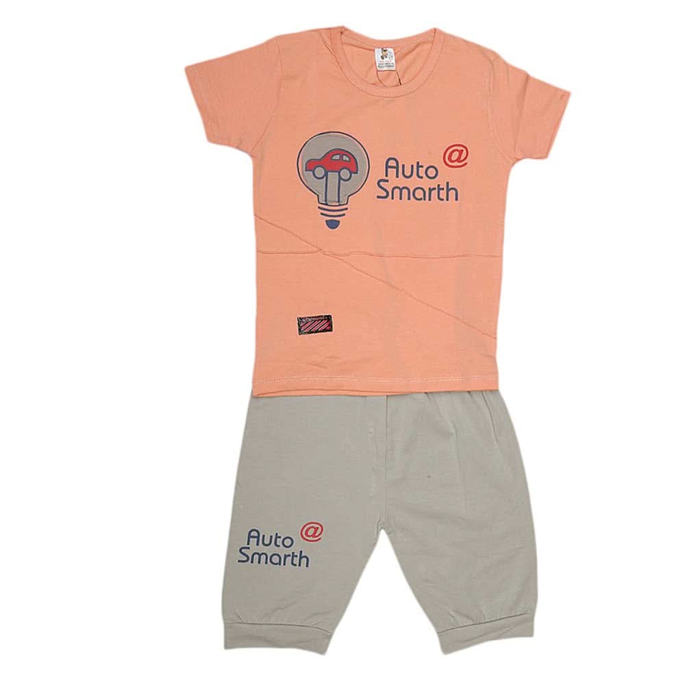Boys Half Sleeves Suit (2199) - Peach, Kids, Boys Sets And Suits, Chase Value, Chase Value