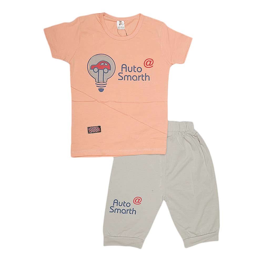 Boys Half Sleeves Suit (2199) - Peach, Kids, Boys Sets And Suits, Chase Value, Chase Value