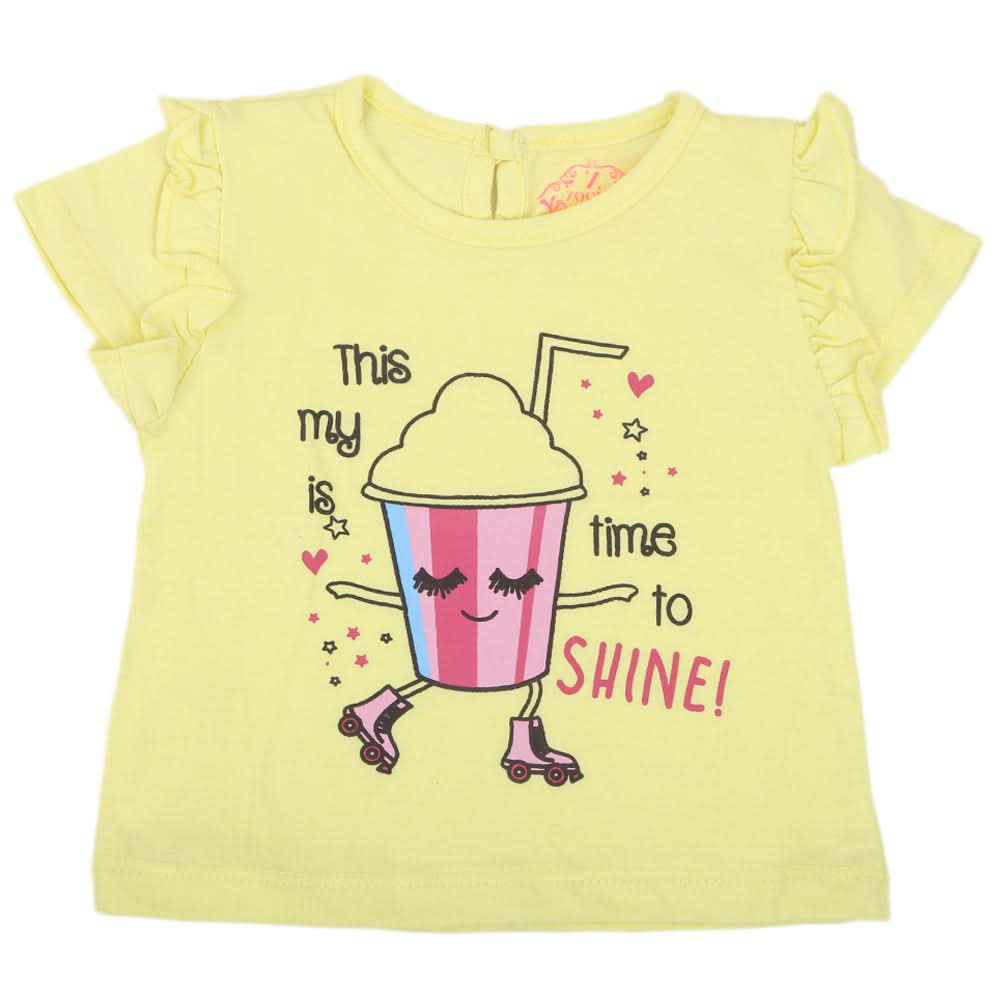 Newborn Girls Time To Shine T-Shirt - Yellow, Kids, NB Girls T-Shirts, Chase Value, Chase Value