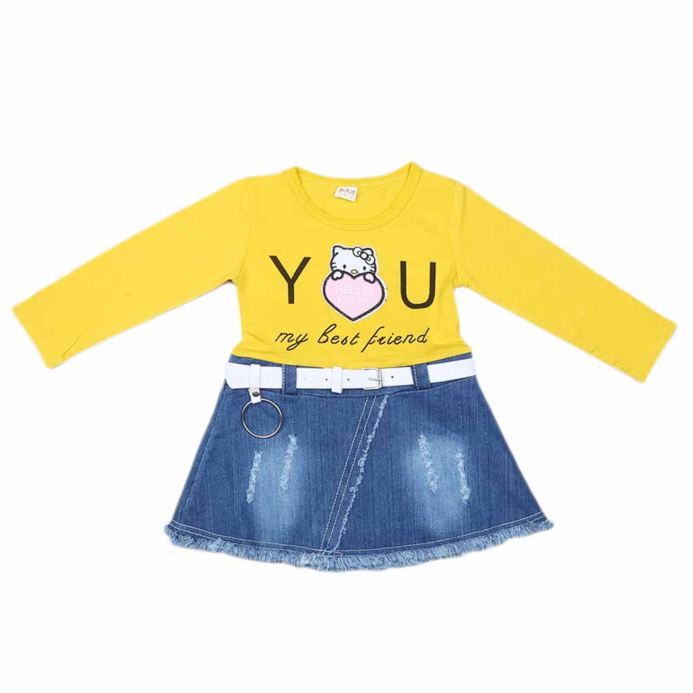 Girls Full Sleeves Frock - Yellow, Kids, Girls Frocks, Chase Value, Chase Value